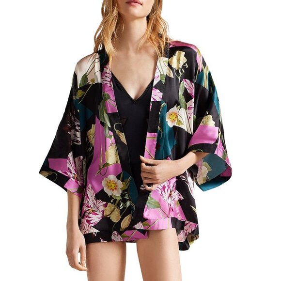Ted Baker Wenddi Floral Print Kimono Floral Lilly  Swim Cover-Up Duster One Size - Picture 2 of 3
